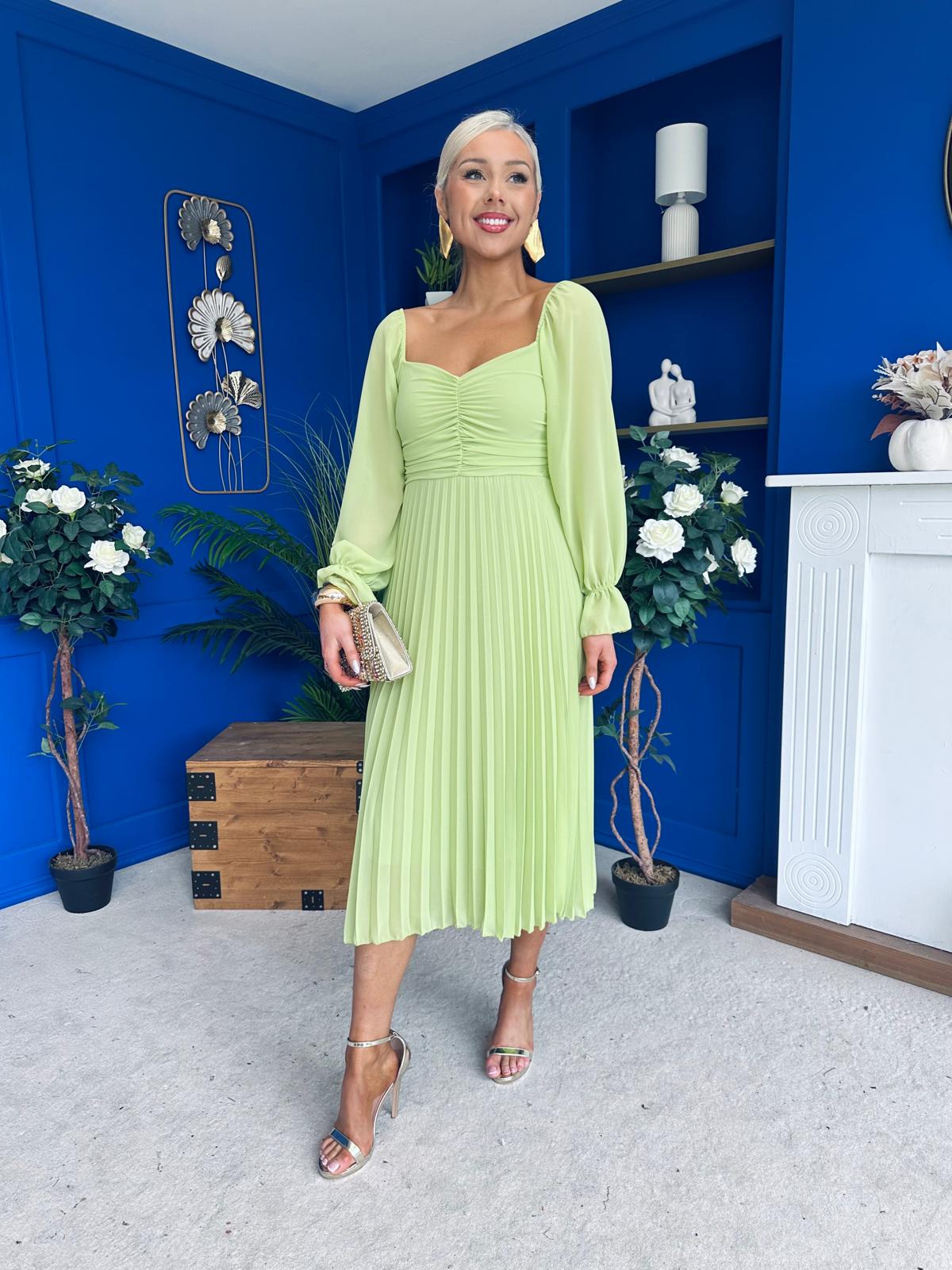 Siofra Detailed Midi Dress Lime