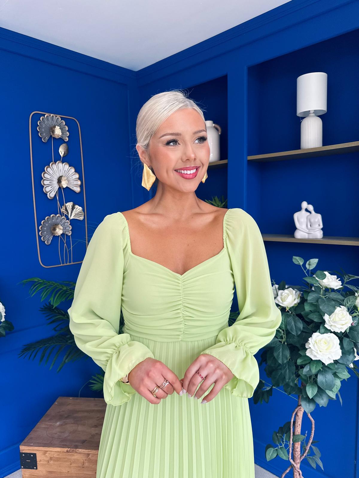 Siofra Detailed Midi Dress Lime