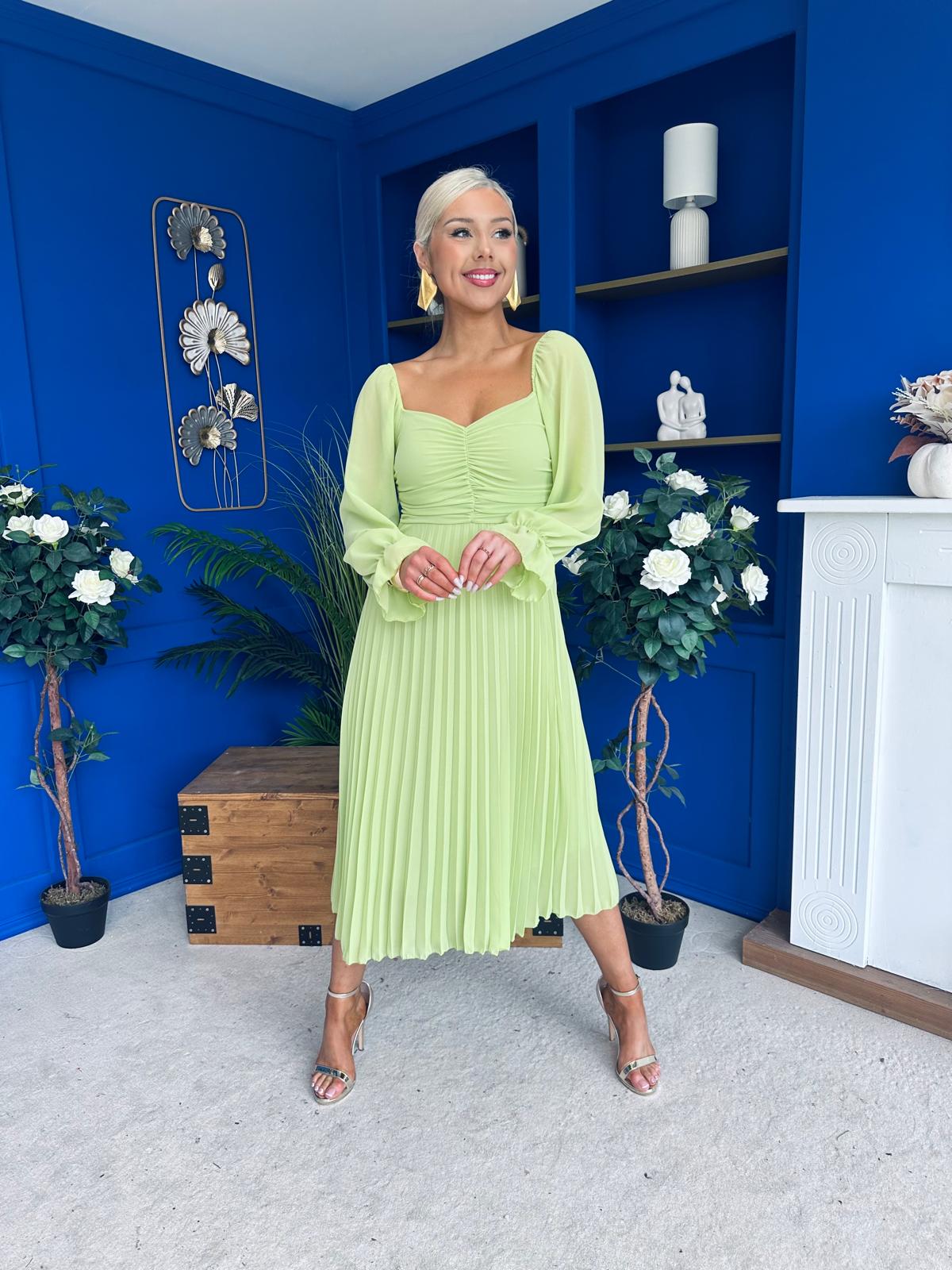 Siofra Detailed Midi Dress Lime