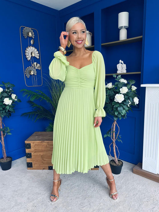 Siofra Detailed Midi Dress Lime