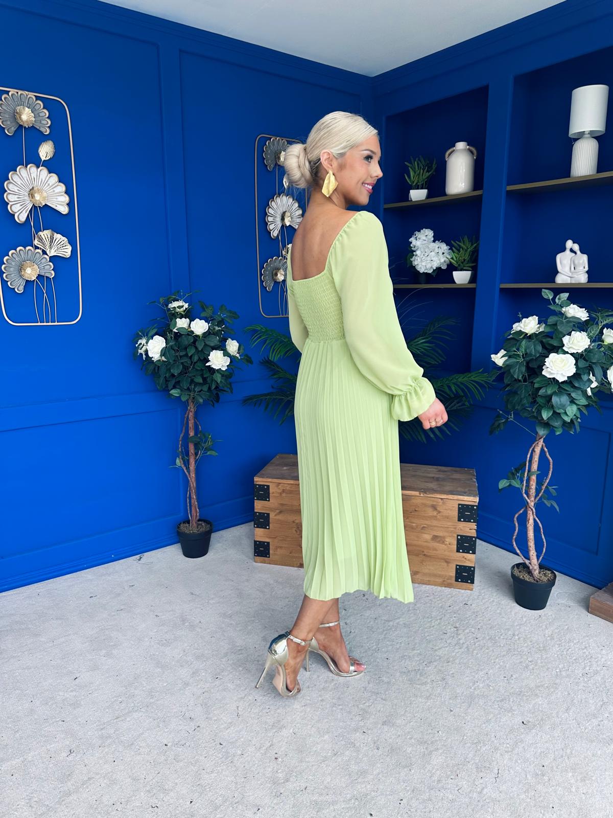 Siofra Detailed Midi Dress Lime