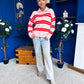 Felicity Striped Knit Jumper Red