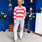Felicity Striped Knit Jumper Red