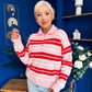 Felicity Striped Knit Jumper Red