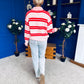 Felicity Striped Knit Jumper Red