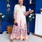 Helena Banded Maxi Dress Floral Peach