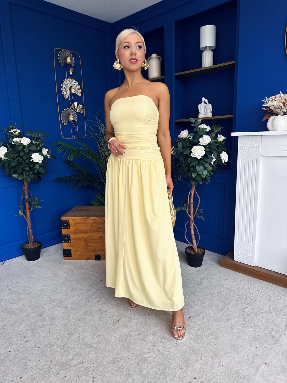 Tegan Bandeau Occasion Maxi Dress Yellow