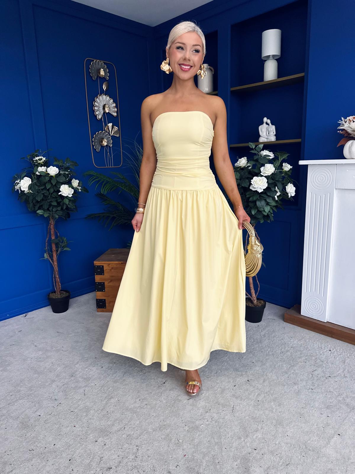 Tegan Bandeau Occasion Maxi Dress Yellow
