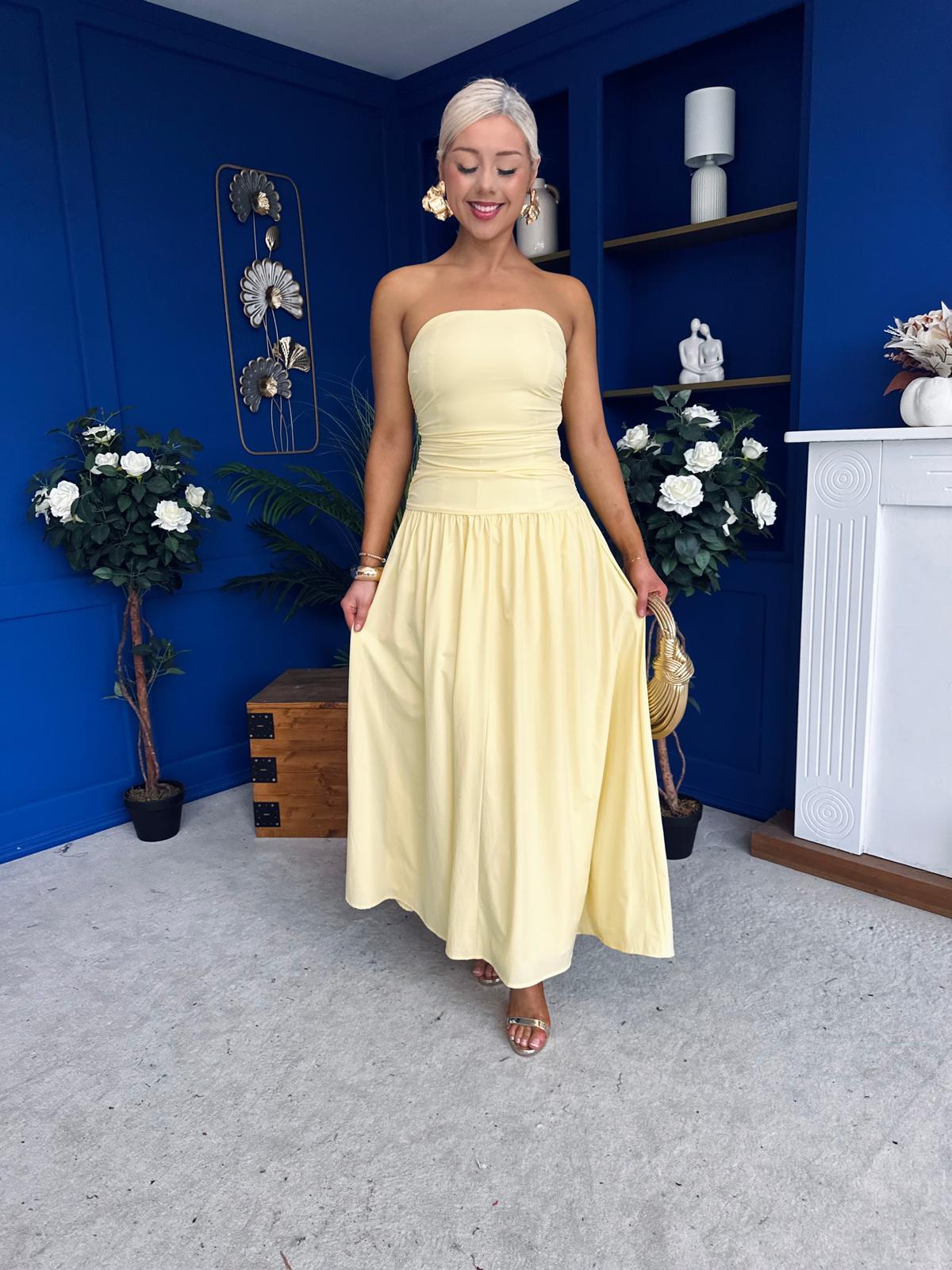Tegan Bandeau Occasion Maxi Dress Yellow