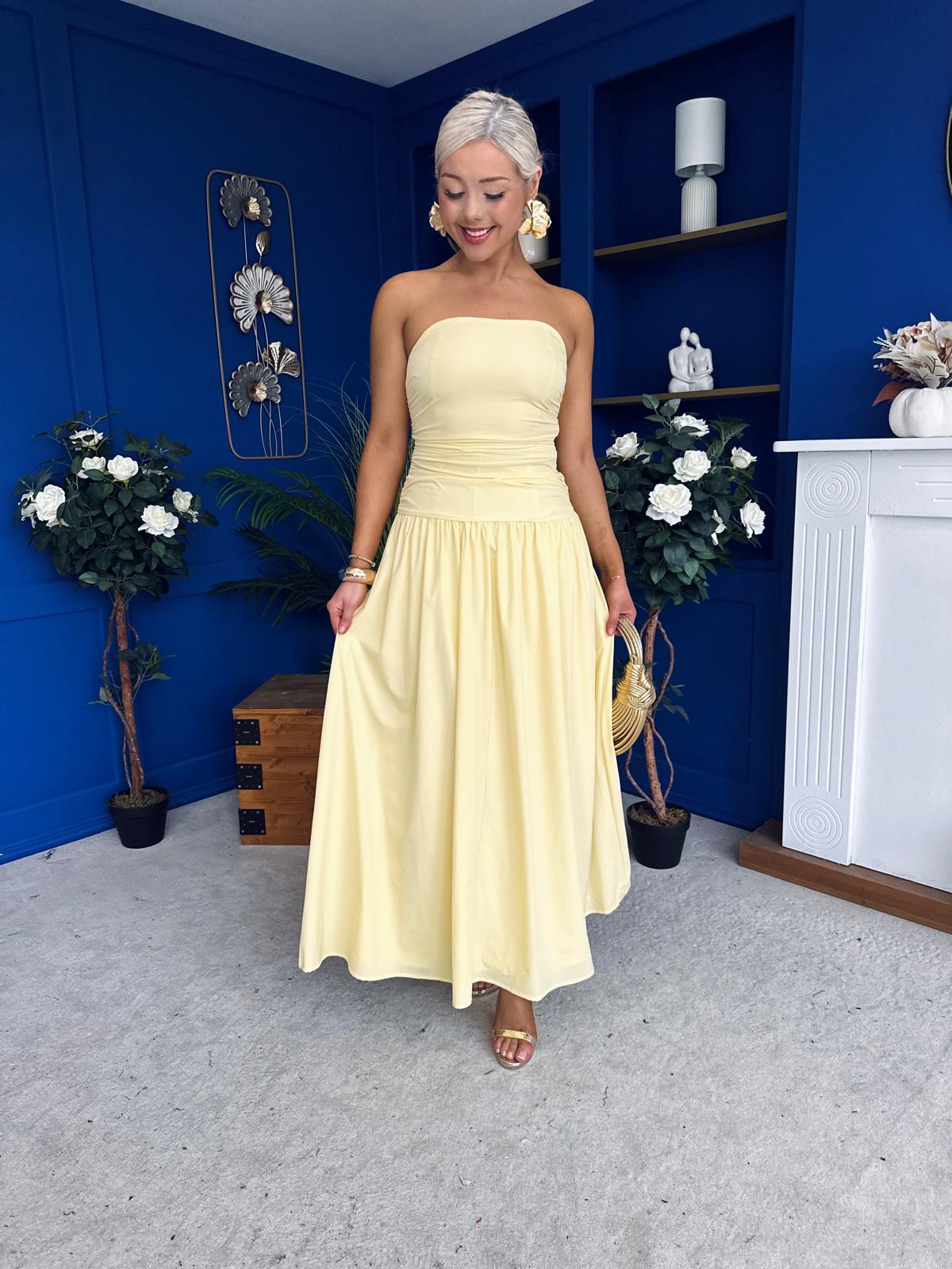 Tegan Bandeau Occasion Maxi Dress Yellow