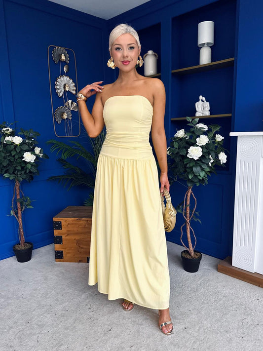 Tegan Bandeau Occasion Maxi Dress Yellow