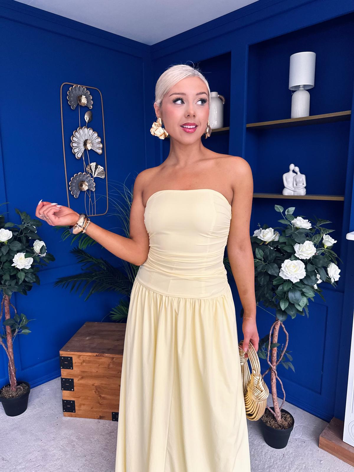Tegan Bandeau Occasion Maxi Dress Yellow
