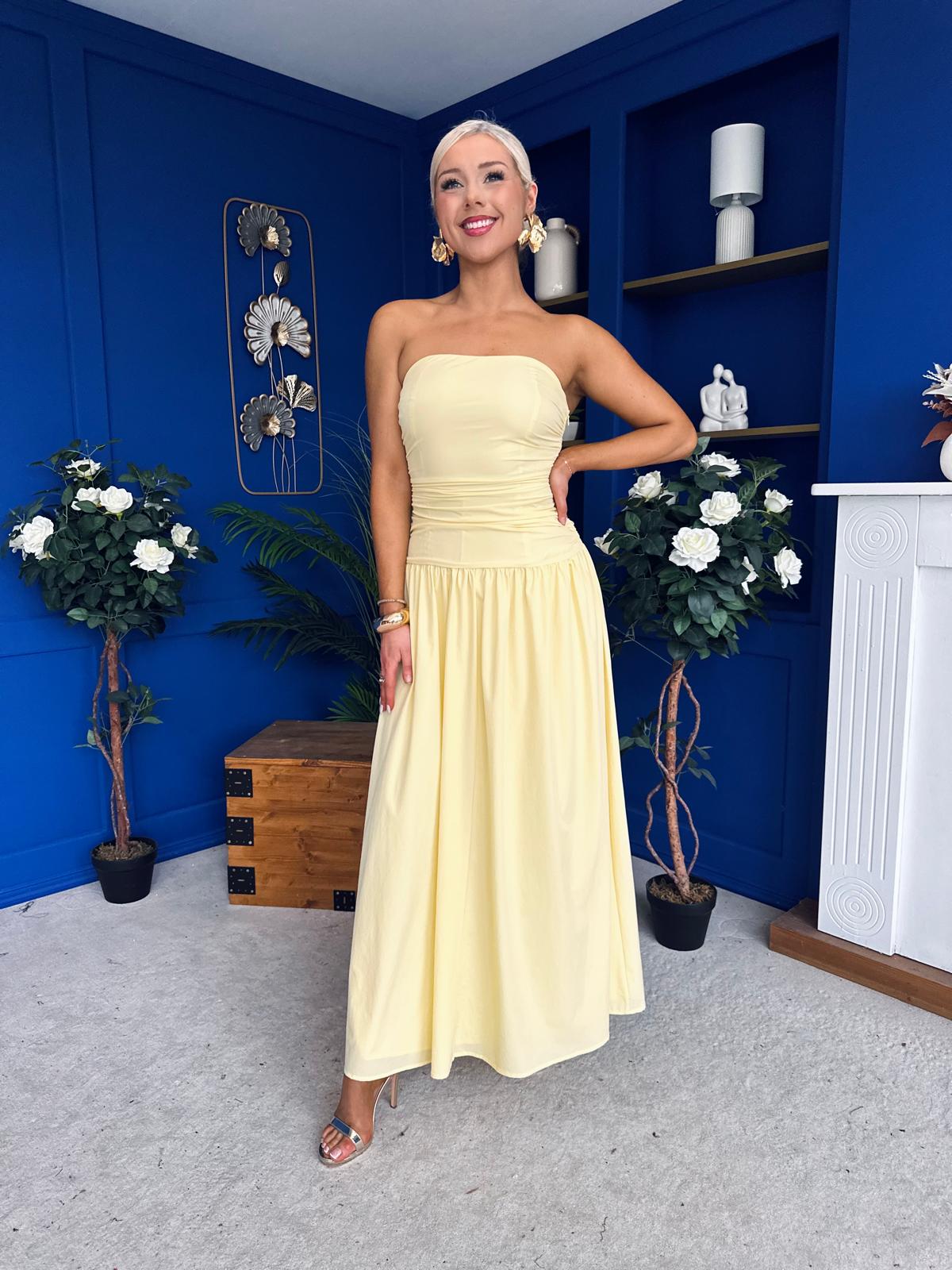Tegan Bandeau Occasion Maxi Dress Yellow