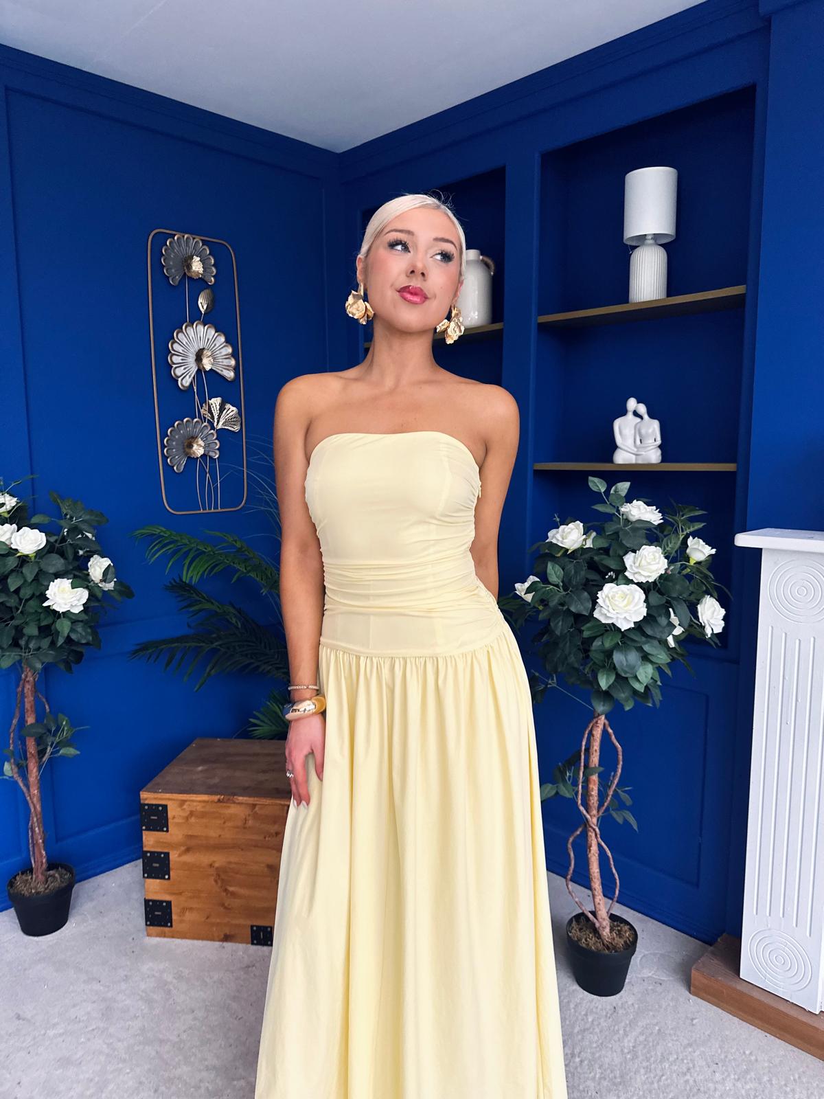 Tegan Bandeau Occasion Maxi Dress Yellow