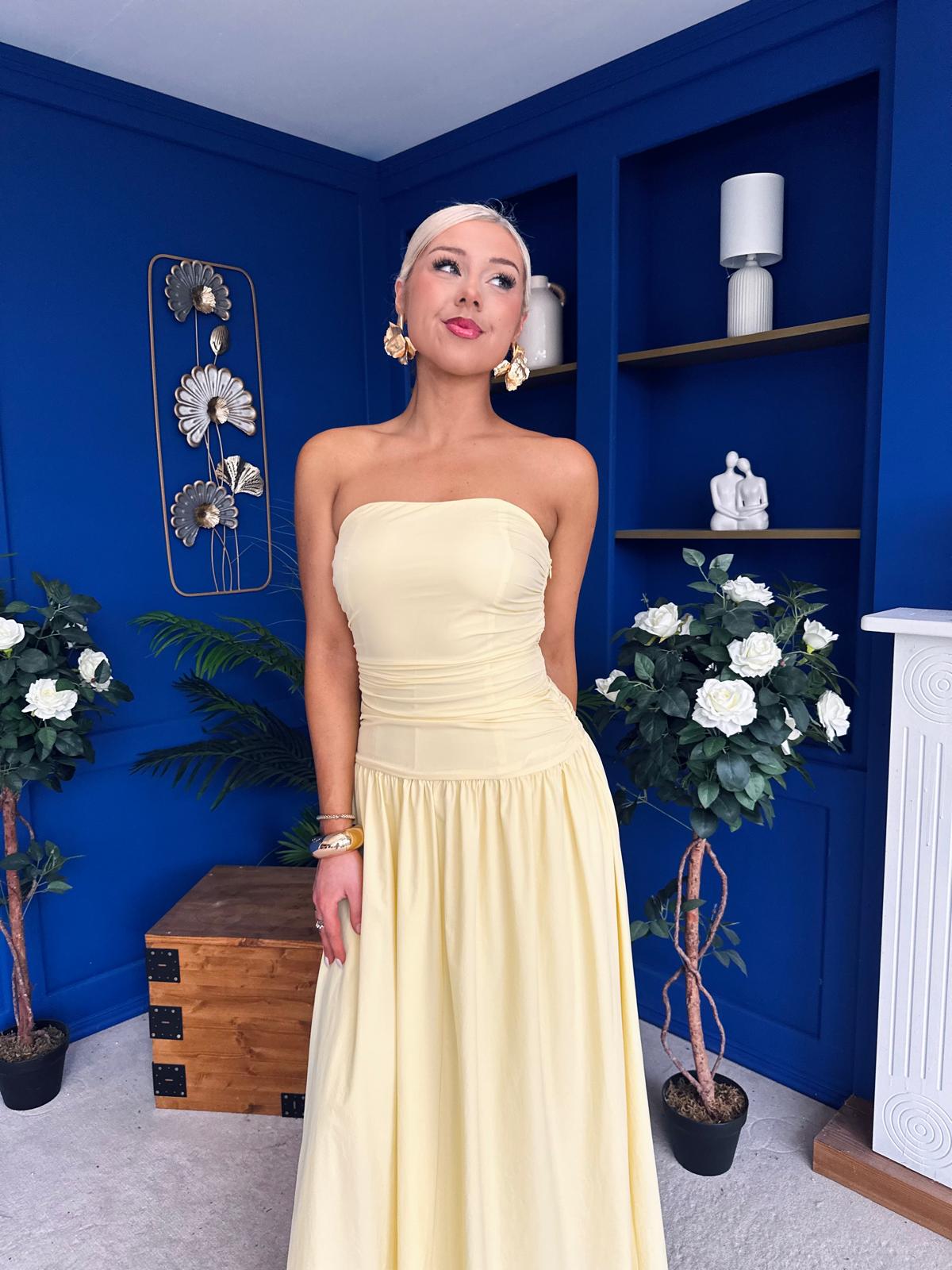 Tegan Bandeau Occasion Maxi Dress Yellow