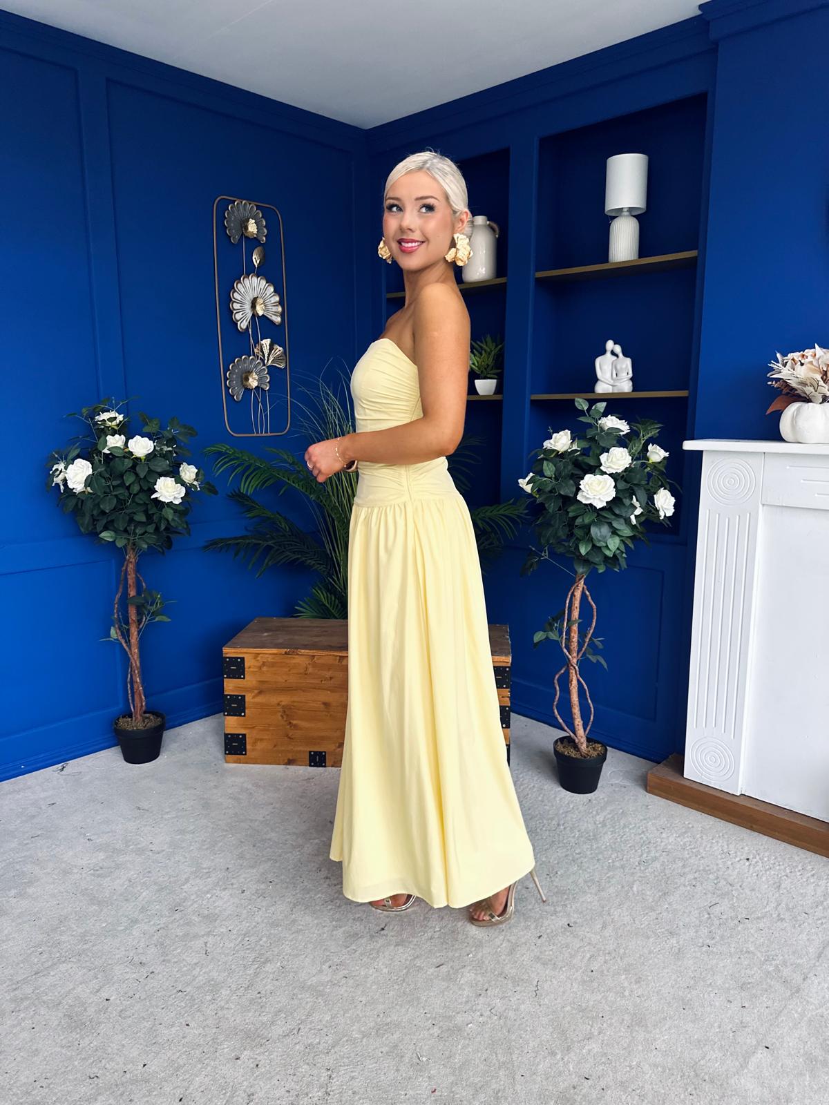 Tegan Bandeau Occasion Maxi Dress Yellow