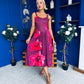 Jude Drop Waist Midi Dress Floral Berry