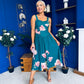 Jude Drop waist Midi Dress Floral Green