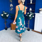 Jude Drop waist Midi Dress Floral Green