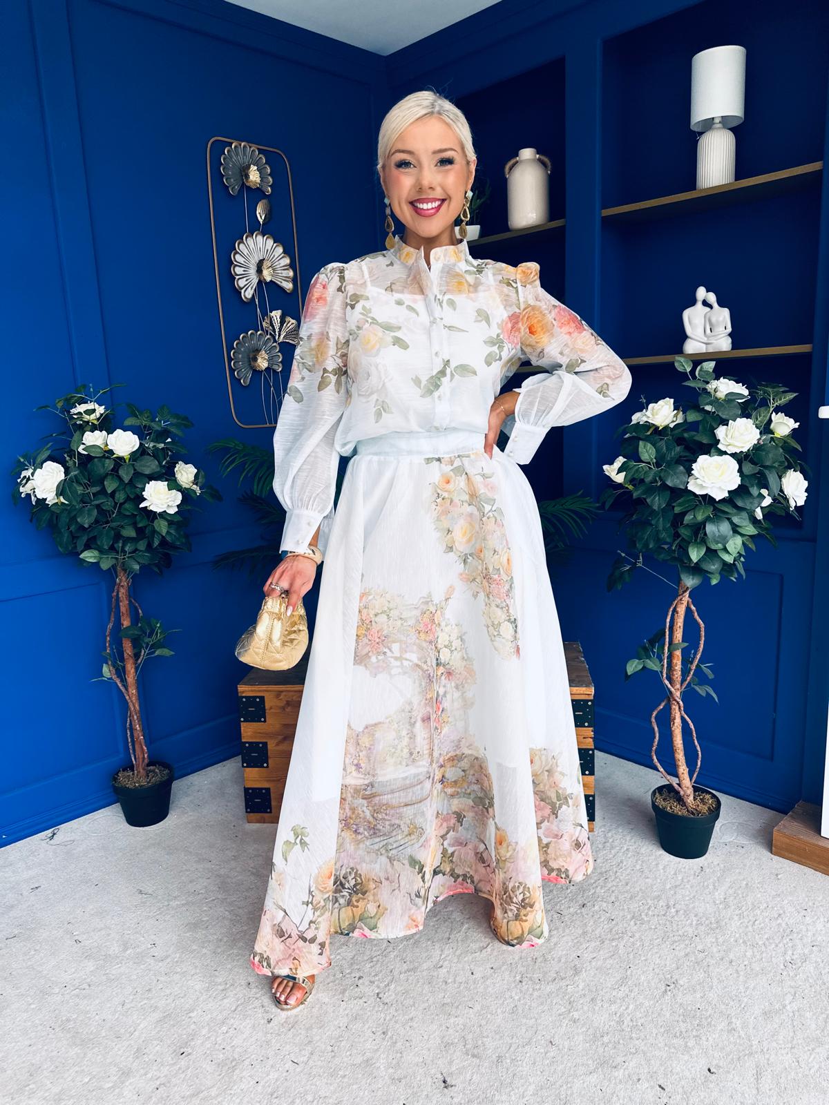 Chris Shirt & Skirt Floral Pwr Blue