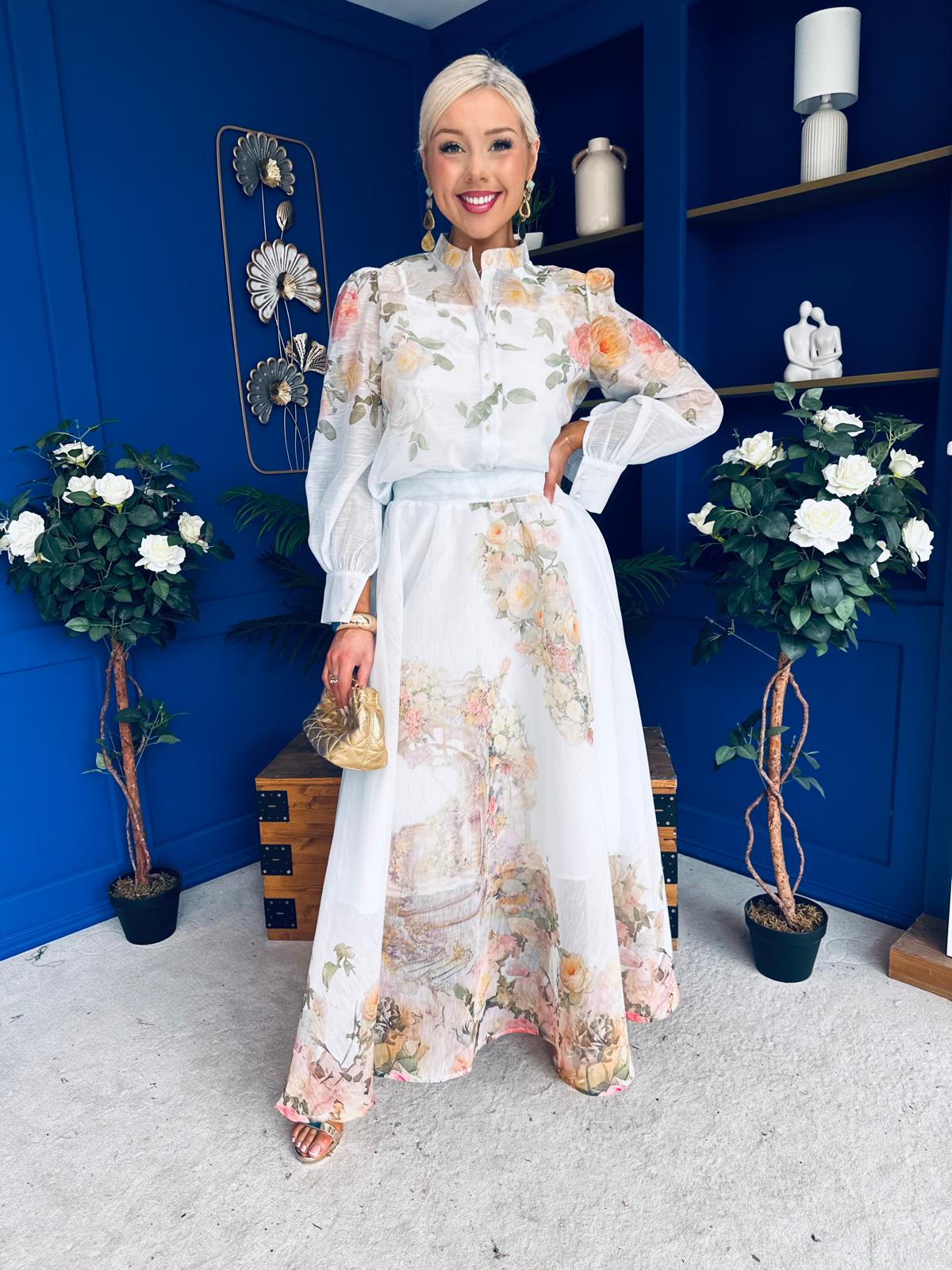 Chris Shirt & Skirt Floral Pwr Blue