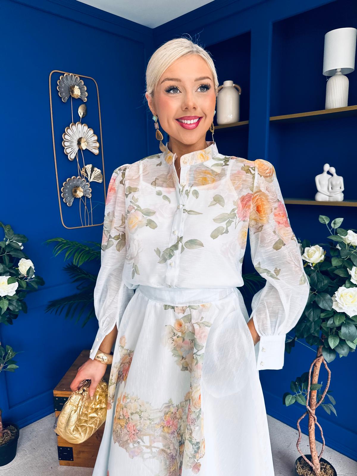 Chris Shirt & Skirt Floral Pwr Blue