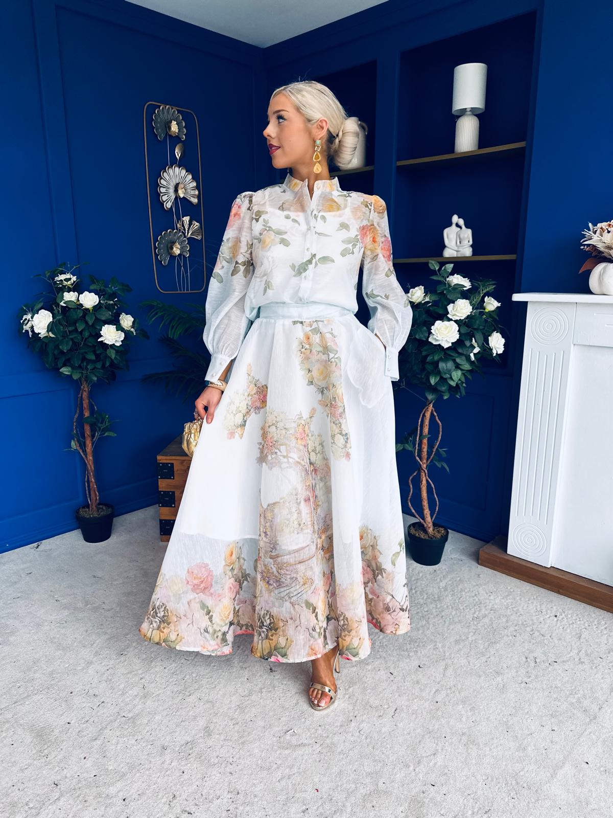 Chris Shirt & Skirt Floral Pwr Blue