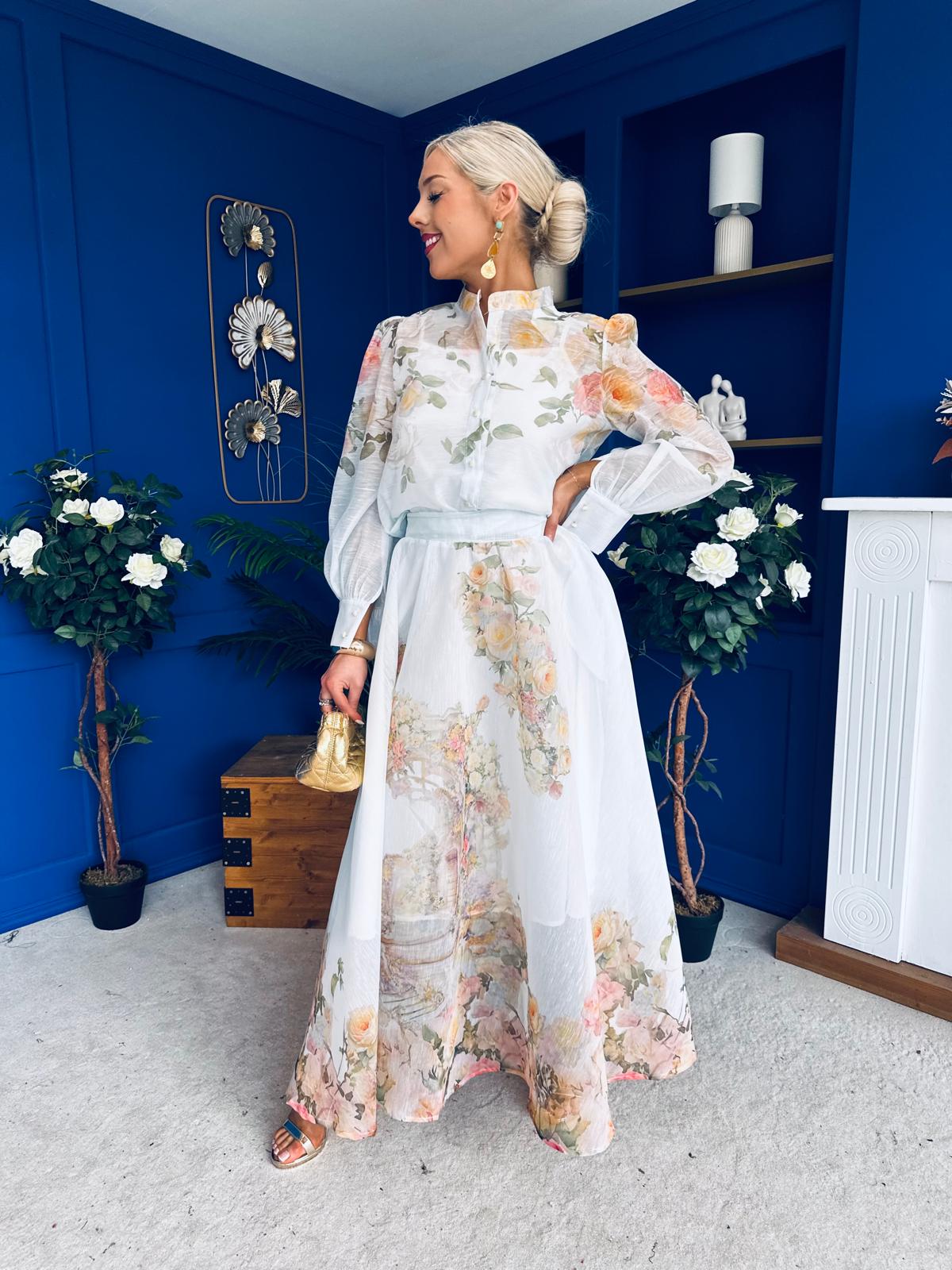 Chris Shirt & Skirt Floral Pwr Blue