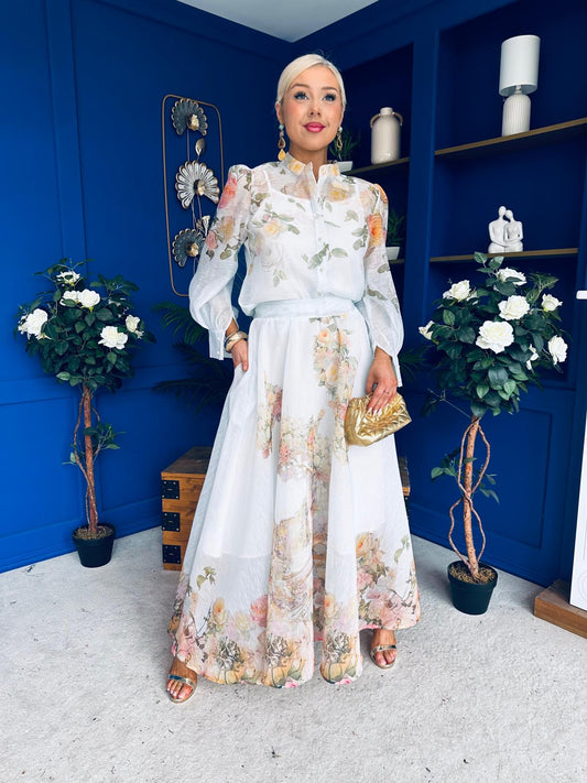 Chris Shirt & Skirt Floral Pwr Blue