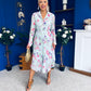 Blaire Detailed Plisse Midi Dress Floral Mint