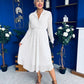 Blaire Detailed Plisse Midi Dress Polka Cream