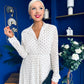 Blaire Detailed Plisse Midi Dress Polka Cream