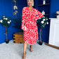 Blaire Detailed Plisse Midi Dress Floral Pink
