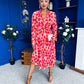 Blaire Detailed Plisse Midi Dress Floral Pink