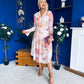 Blaire Detailed Plisse Midi Dress Floral Pastel