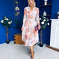 Blaire Detailed Plisse Midi Dress Floral Pastel