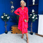 Blaire Detailed Plisse Midi Dress Floral Coral