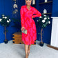 Blaire Detailed Plisse Midi Dress Floral Coral