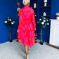 Blaire Detailed Plisse Midi Dress Floral Coral
