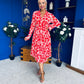Blaire Detailed Plisse Midi Dress Floral Pink