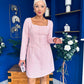 Flora Long Sleeve Tweed Mini Dress Pink