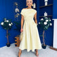 Breffy Asymmetric Neckline Skater Midi Yellow