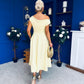 Breffy Asymmetric Neckline Skater Midi Yellow