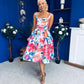 Raisa Strappy Sweetheart Neck Midi Dress Floral