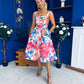 Raisa Strappy Sweetheart Neck Midi Dress Floral