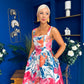 Raisa Strappy Sweetheart Neck Midi Dress Floral