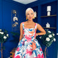 Raisa Strappy Sweetheart Neck Midi Dress Floral