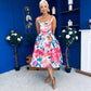 Raisa Strappy Sweetheart Neck Midi Dress Floral