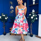 Raisa Strappy Sweetheart Neck Midi Dress Floral
