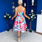 Raisa Strappy Sweetheart Neck Midi Dress Floral